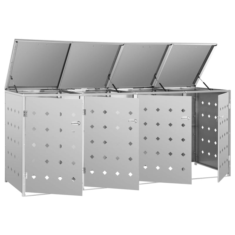 Quadruple Wheelie Bin Shed 240 L Stainless Steel