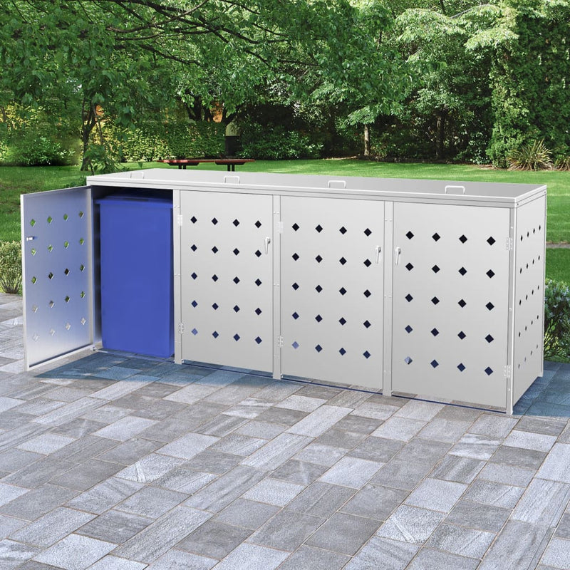 Quadruple Wheelie Bin Shed 240 L Stainless Steel