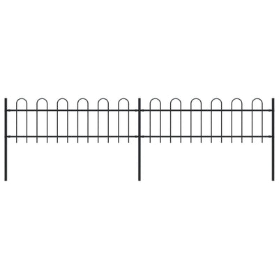 Garden Fence with Hoop Top Steel 3.4 m Black