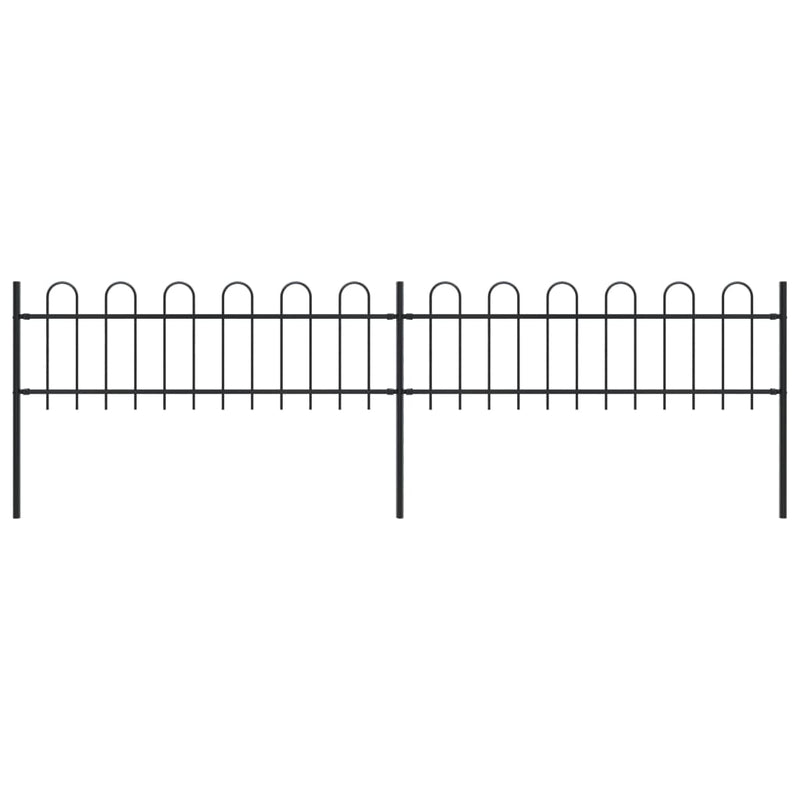 Garden Fence with Hoop Top Steel 3.4 m Black