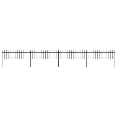 Garden Fence with Hoop Top Steel 6.8 m Black