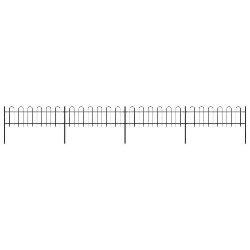 Garden Fence with Hoop Top Steel 6.8 m Black