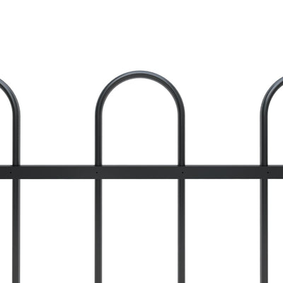 Garden Fence with Hoop Top Steel 10.2 m Black