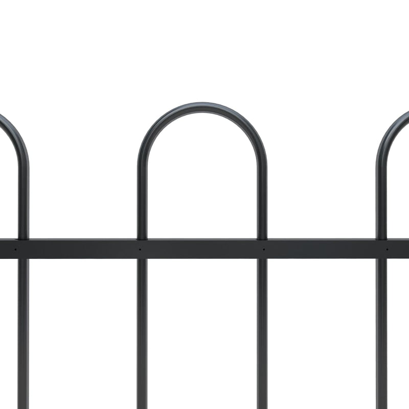 Garden Fence with Hoop Top Steel 10.2 m Black