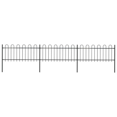 Garden Fence with Hoop Top Steel 5.1 m Black