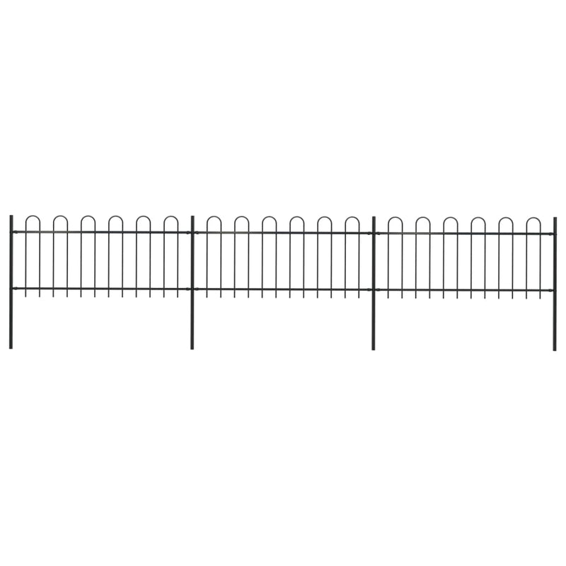 Garden Fence with Hoop Top Steel 5.1 m Black