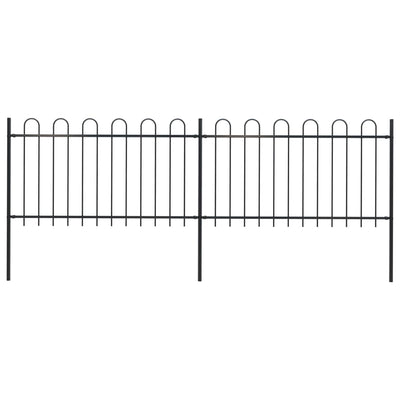 Garden Fence with Hoop Top Steel 3.4 m Black