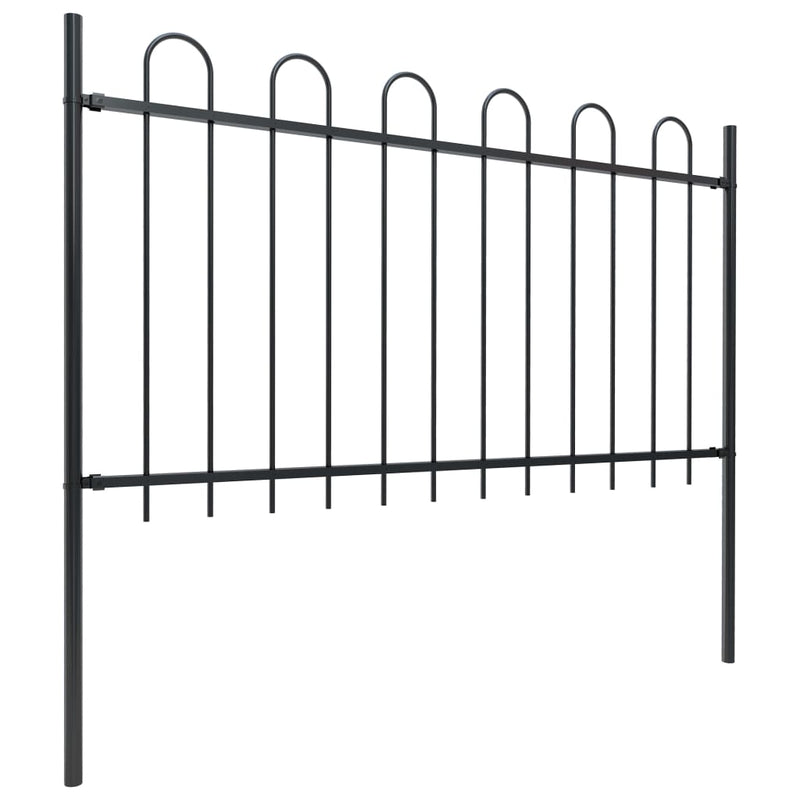 Garden Fence with Hoop Top Steel 3.4 m Black