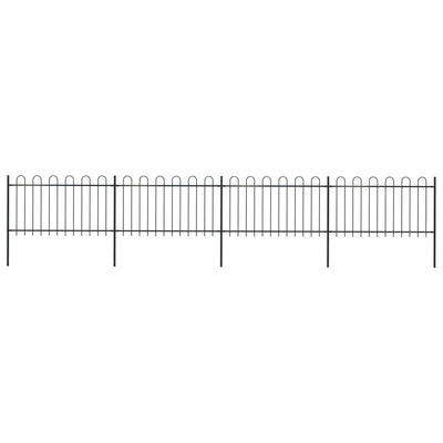 Garden Fence with Hoop Top Steel 6.8 m Black