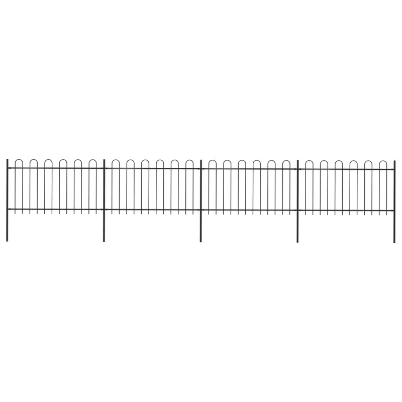 Garden Fence with Hoop Top Steel 6.8 m Black