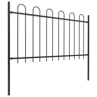 Garden Fence with Hoop Top Steel 6.8 m Black