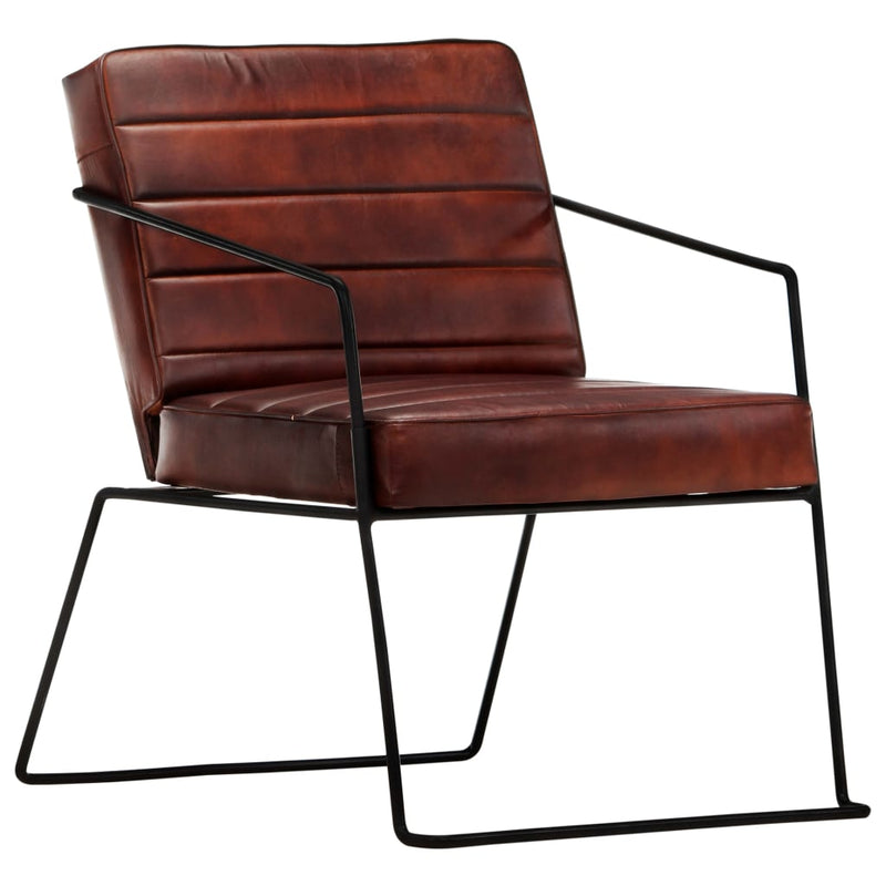 Armchair Dark Brown Real Leather