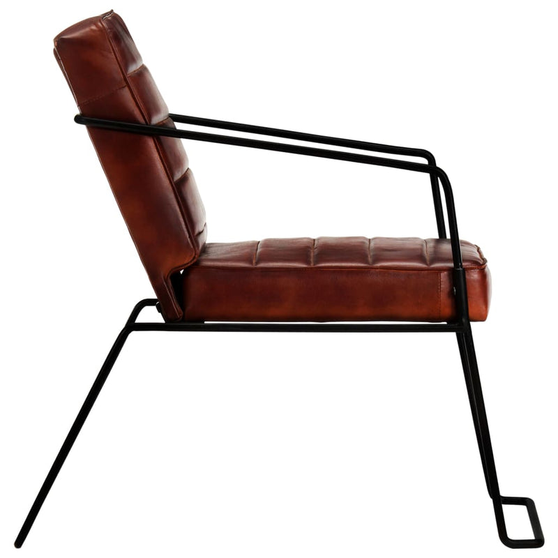 Armchair Dark Brown Real Leather