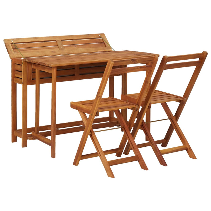 Garden Planter Table with 2 Bistro Chairs Solid Acacia Wood