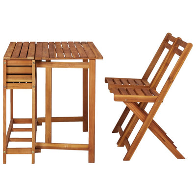 Garden Planter Table with 2 Bistro Chairs Solid Acacia Wood