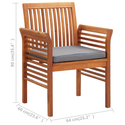 Garden Dining Chair with Cushion Solid Acacia Wood