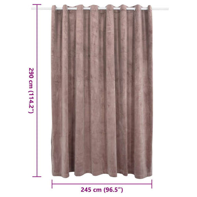 Blackout Curtain with Metal Rings Velvet Antique Pink 290x245 cm