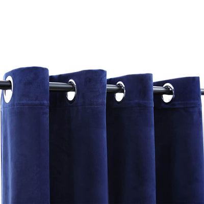 Blackout Curtains with Rings 2 pcs Velvet Dark Blue 140x245 cm