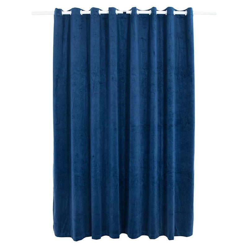 Blackout Curtain with Metal Rings Velvet Dark Blue 290x245 cm