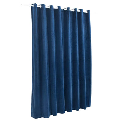 Blackout Curtain with Metal Rings Velvet Dark Blue 290x245 cm