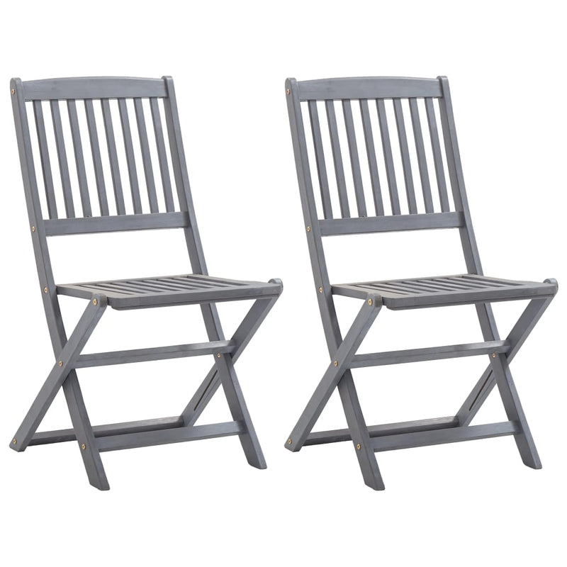 Folding Outdoor Chairs 2 pcs Solid Acacia Wood