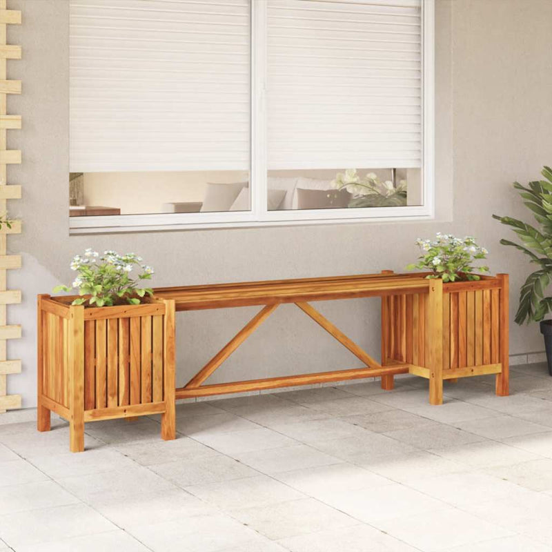 Garden Bench with 2 Planters 150x30x40 cm Solid Acacia Wood