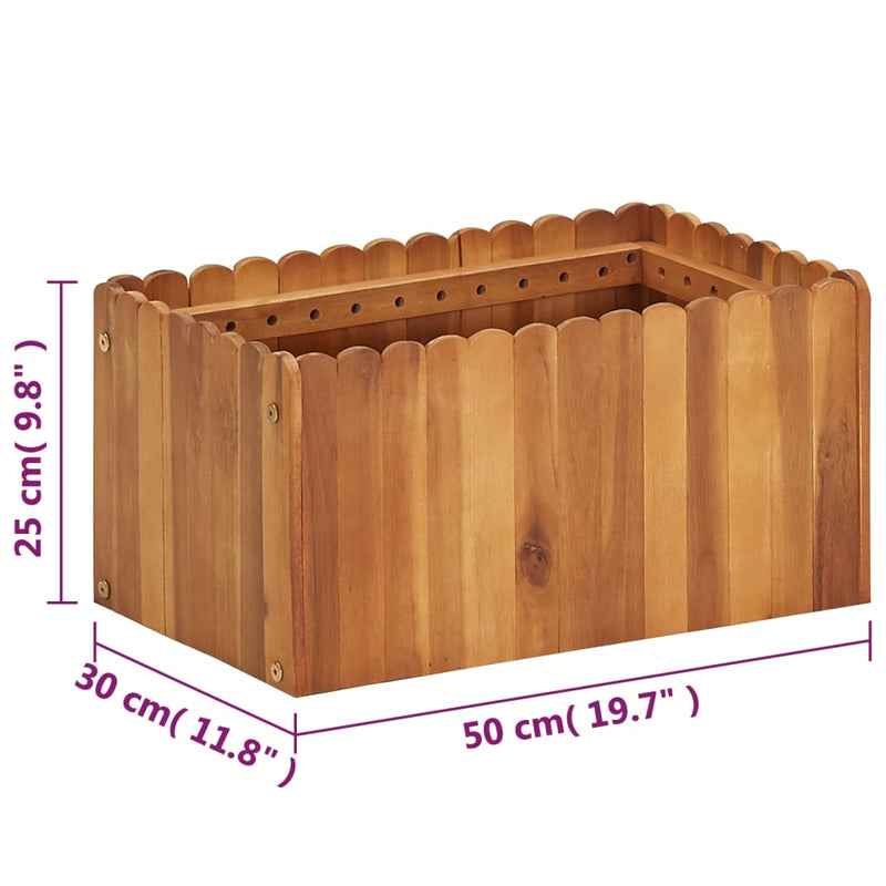 Garden Raised Bed 50x30x25 cm Solid Acacia Wood