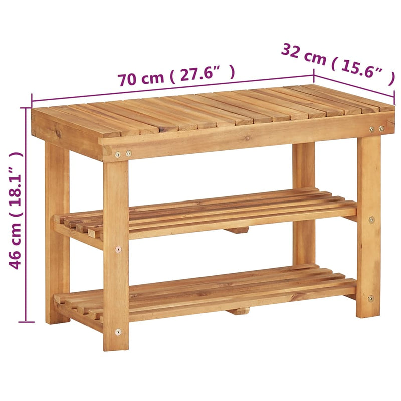 Shoe Rack 70x32x46 cm Solid Acacia Wood