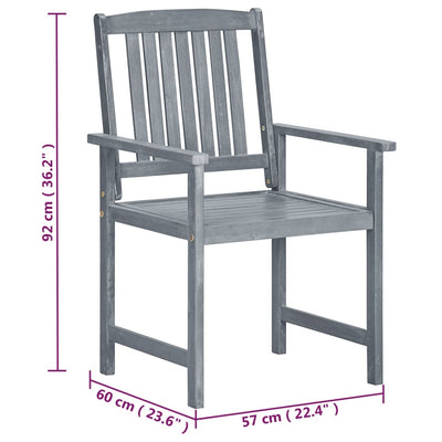 Garden Chairs 2 pcs Grey Solid Acacia Wood