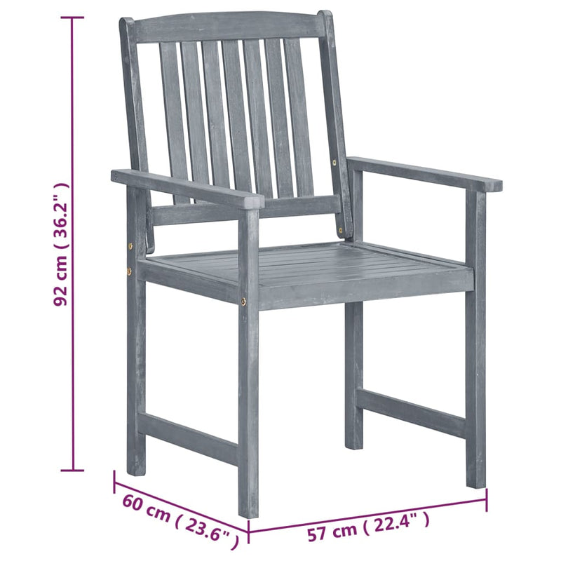 Garden Chairs 2 pcs Grey Solid Acacia Wood