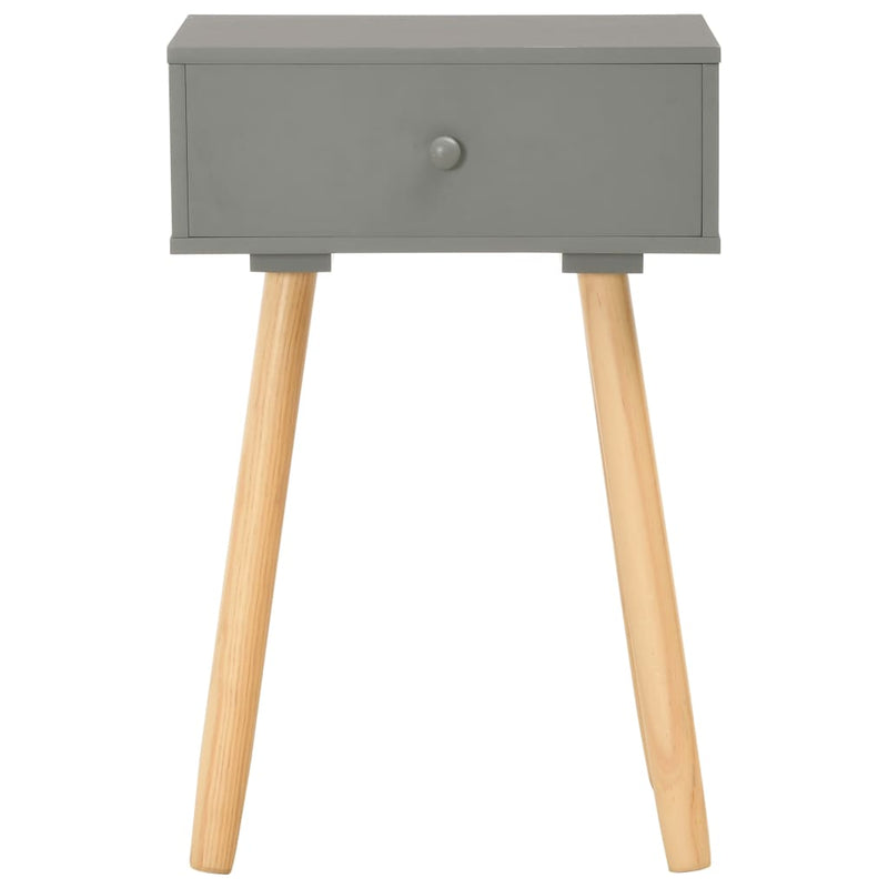 Bedside Tables 2 pcs Grey Solid Pinewood