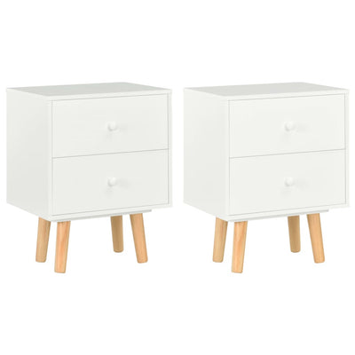 Bedside Cabinets 2 pcs White 40x30x50 cm Solid Pinewood