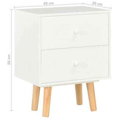 Bedside Cabinets 2 pcs White 40x30x50 cm Solid Pinewood