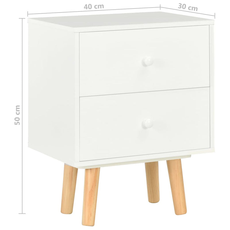 Bedside Cabinets 2 pcs White 40x30x50 cm Solid Pinewood