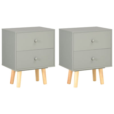 Bedside Cabinets 2 pcs Grey 40x30x50 cm Solid Pinewood