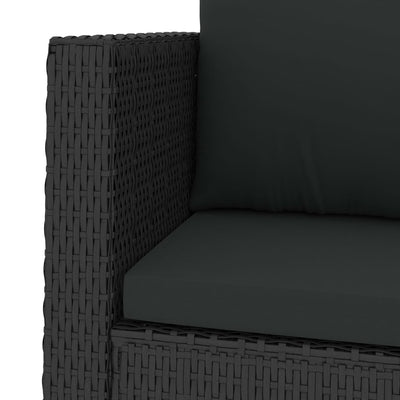 2 Piece Garden Lounge Set with Cushions Poly Rattan Black