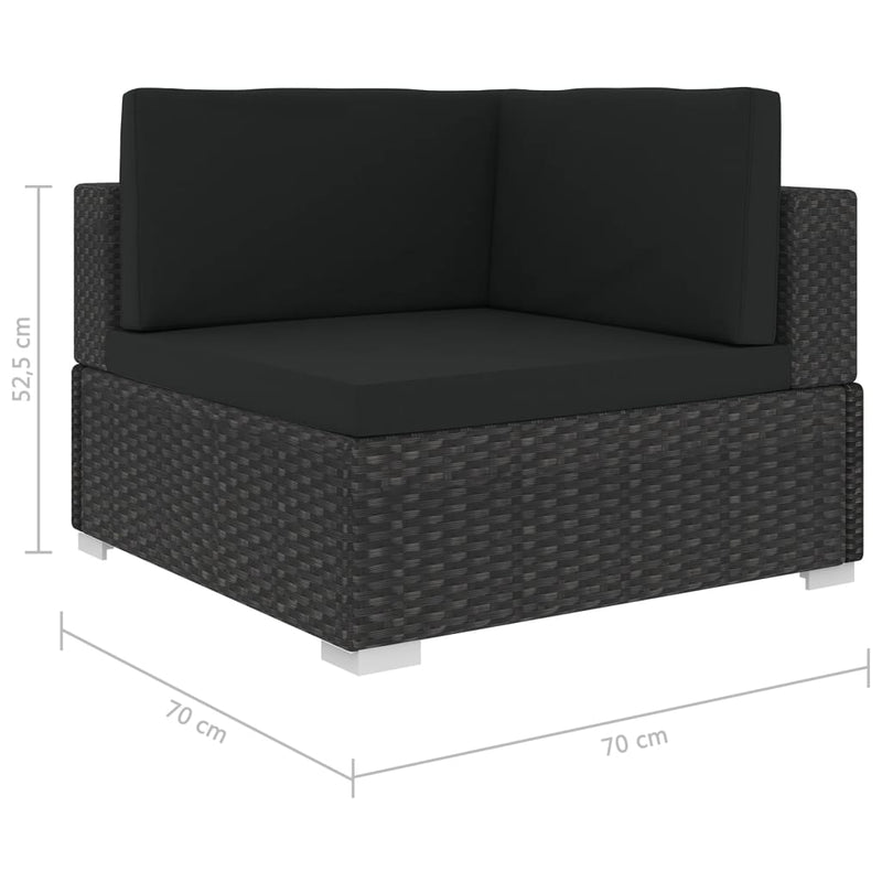 5 Piece Garden Lounge Set with Cushions Poly Rattan Black