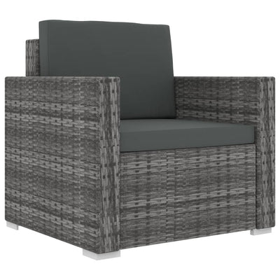 13 Piece Garden Lounge Set with Cushions Poly Rattan Grey