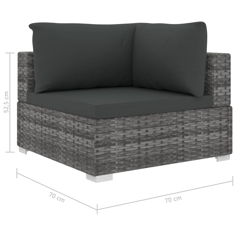 13 Piece Garden Lounge Set with Cushions Poly Rattan Grey