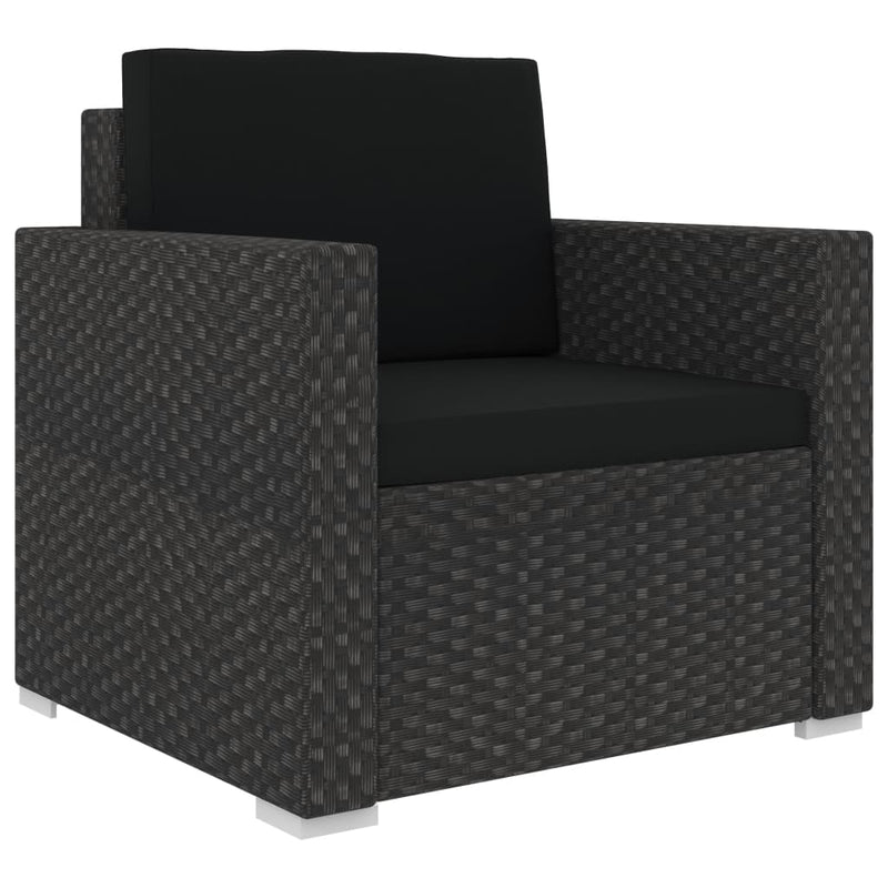 13 Piece Garden Lounge Set with Cushions Poly Rattan Black