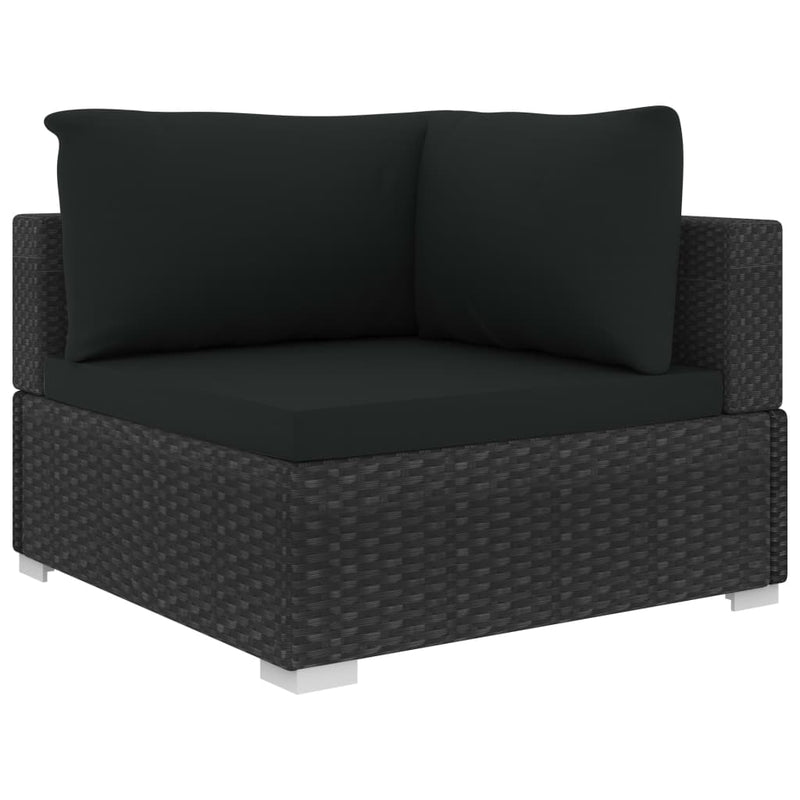 13 Piece Garden Lounge Set with Cushions Poly Rattan Black