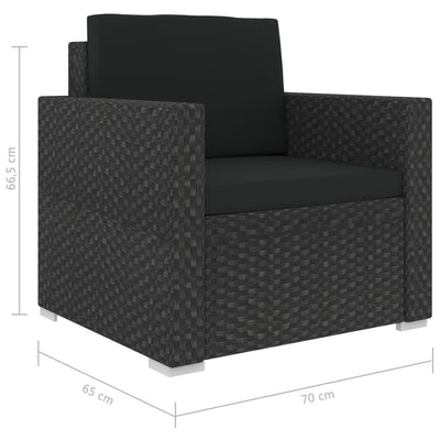 13 Piece Garden Lounge Set with Cushions Poly Rattan Black