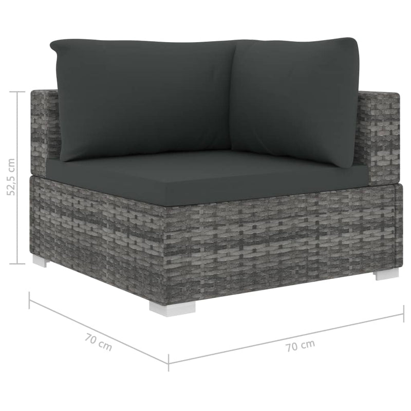 12 Piece Garden Lounge Set with Cushions Poly Rattan Grey