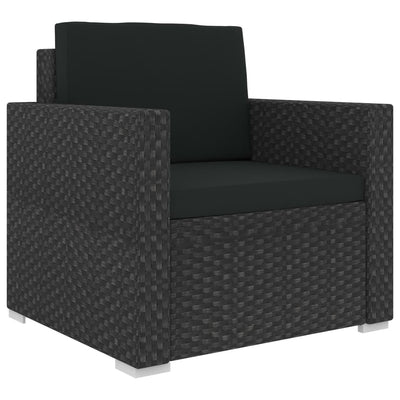 8 Piece Garden Lounge Set with Cushions Poly Rattan Black