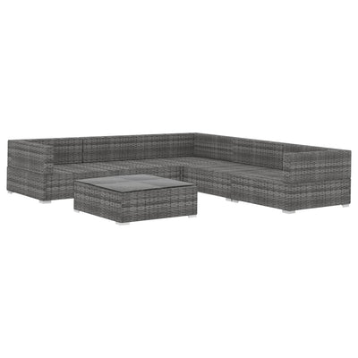 6 Piece Garden Lounge Set with Cushions Poly Rattan Grey