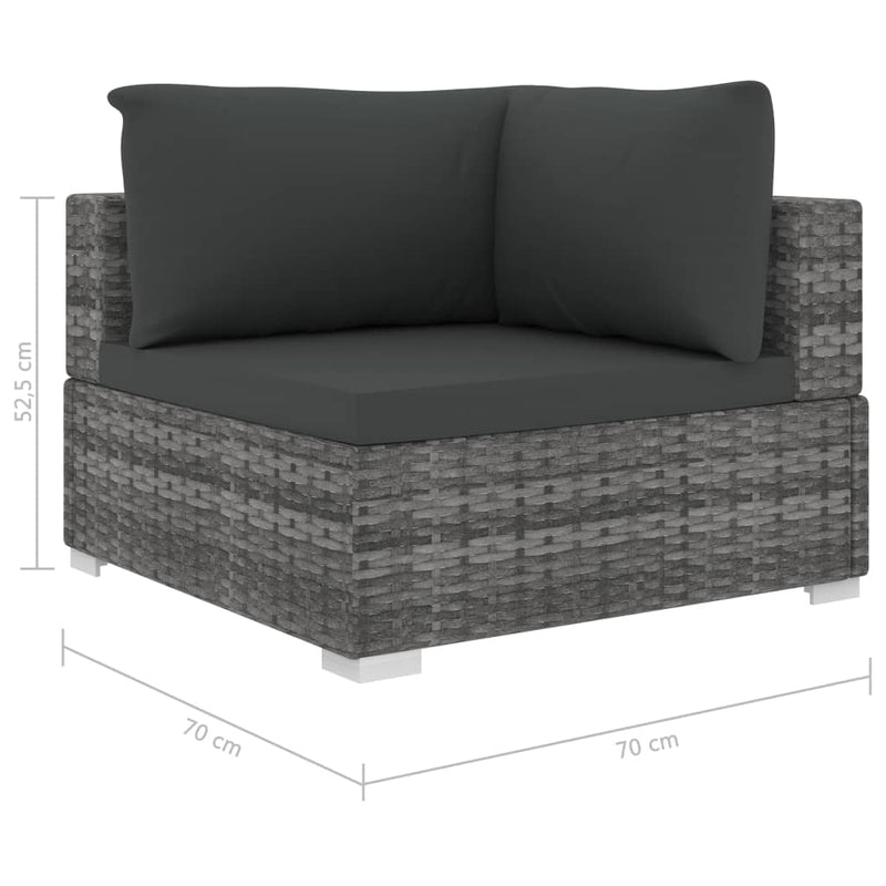 4 Piece Garden Lounge Set with Cushions Poly Rattan Grey