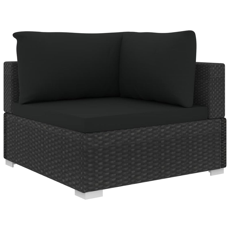 4 Piece Garden Lounge Set with Cushions Poly Rattan Black