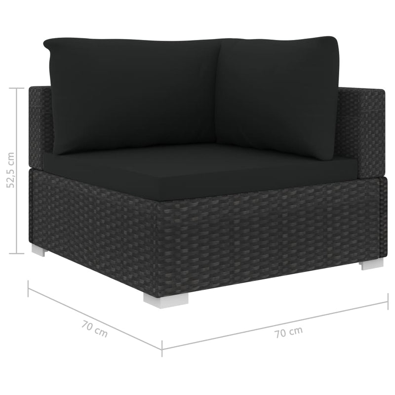 4 Piece Garden Lounge Set with Cushions Poly Rattan Black