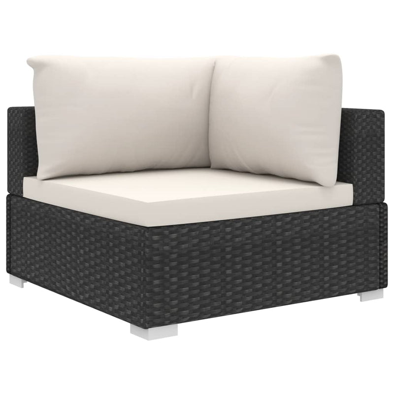 5 Piece Garden Lounge Set with Cushions Poly Rattan Black