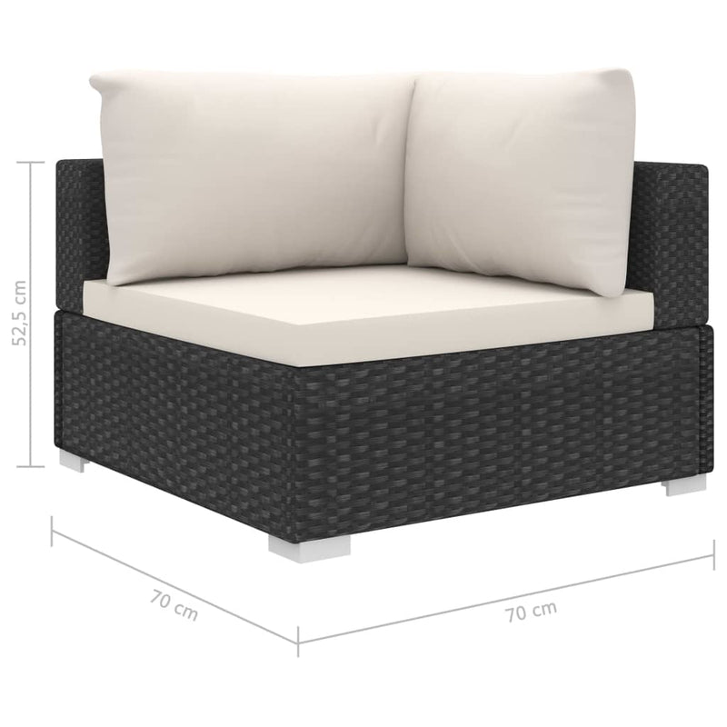 5 Piece Garden Lounge Set with Cushions Poly Rattan Black